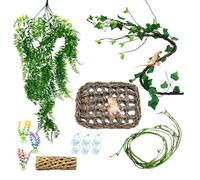 AOOOWER Reptiles planta trepadora vid hojas flexibles terrario selva hábito para lagartos, serpientes, plantas falsas decorativas