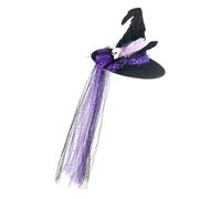 AOOOWER Sombrero de bruja de velo oscuro suave y único accesorio de disfraz de Halloween para sombrero de mago unisex, juego de accesorios de disfraz de Halloween