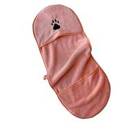 AOOOWER Toalla de aseo para mascotas con patrón bordado de patas, bata de baño absorbente para secado rápido
