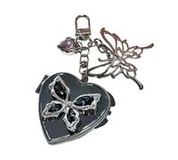 AOOOWER Vintage Styles - Llavero de corazón de mariposa ligero con atractivo vintage para bolsas y llaves, 12CM, Metal, No es una piedra preciosa