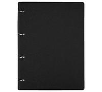 aoory Cuaderno a rayas A4 Executive Origaniser rellenable, con anillas redondas, cubierta de piel, bloc de notas Negro