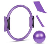 AOOSA 4 Kit Pilates en Casa, Aro Pilates con Asas Acolchadas Dobles, Mini Bola, Bandas de Resistencia, CíRculo de Resistencia, Accesorios Pilat para Casa para Ejercicios de Yoga, Gimnasia, Fitness