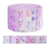 AOOSA 40 Piezas Jelly Roll, 6.35x112cm, Algodón Telas Patchwork 20 Estampados Florales Diferentes para Costura, Decoración de Bricolaje, Mantas Cojines Trabajo a Mano, Textil Manualidades-Morado