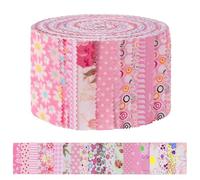 AOOSA 40 Piezas Jelly Roll, 6.35x112cm, Algodón Telas Patchwork 20 Estampados Florales Diferentes para Costura, Decoración de Bricolaje, Mantas Cojines Trabajo a Mano, Textil Manualidades-Rosa