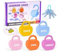 AOOSA 5 Bloqueo y Juego Clave, Locks and Keys Learning Game de 3 años, Juguete para Juego de Aprendizaje con Cerraduras y Llaves, Fine Motor Skills Juguetes, Juguete de educación temprana Montessori