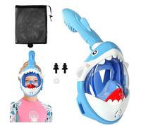 AOOSA Máscara de Snorkel para Niños, Shark Mascara Buceo con Vista de 180°, Antivaho y Antifugas Mascara Buceo Sistema de Respiración Mejorado, Kit de Snorkel con Parte Superior Seca para Niños