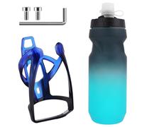 AOOSA Portabidones de Bicicleta, Soporte Bicicleta con Botella de Agua de Deportes 750ml, Libre de BPA, para Bicicletas de montaña y de Carretera, con Tornillos, Degradado Azul-Negro