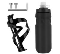 AOOSA Portabidones de Bicicleta, Soporte Bicicleta con Botella de Agua de Deportes 750ml, Libre de BPA, para Bicicletas de montaña y de Carretera con Tornillos, portabidón Esencial para Montar, Negro