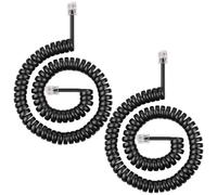 AOOSU Cable Telefónico en Espiral, 2 PCS Cable para Auricular Telefono, 4 Hilos 4P4C RJ10/RJ9/RJ22 Cable Telefónico 3 Metros, Adecuado para el Hogar y Oficina (Negro)