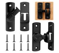 AOOSU Cerrojo Puertas Correderas 90/180 Grados, 2PCS Pestillo Puerta para Puertas Correderas, Cerradura de Puerta Corredera Universal para Graneros, Baños, Ventanas, Cocinas(Negra)