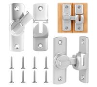 AOOSU Cerrojo Puertas Correderas 90/180 Grados, 2PCS Pestillo Puerta para Puertas Correderas, Cerradura de Puerta Corredera Universal para Graneros, Baños, Ventanas, Cocinas(Plata)