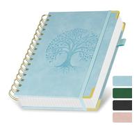 AOOSU Cuadernos de Espiral, Cuaderno A5 de 300 Páginas, Bloc de Notas con Tapa Dura Gomas Elásticas 100 g/M² Papel Patrón de Cuadros para Escribir, Trabajar, Estudiar, Agenda (Azul)