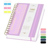 AOOSU Cuadernos de Espiral, Cuaderno A5 de 300 Páginas, Bloc de Notas con Tapa Dura Incluye Hoja de Pegatinas 100 g/M² Papel Autado A Líneas Gomas Elásticas para Escribir, Trabajar, Estudiar(Morado)