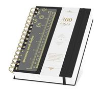 AOOSU Cuadernos de Espiral, Cuaderno A5 de 300 Páginas, Bloc de Notas con Tapa Dura Incluye Hoja de Pegatinas 100 g/M² Papel Autado A Líneas Gomas Elásticas para Escribir, Trabajar, Estudiar(Negro)