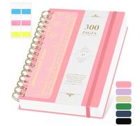AOOSU Cuadernos de Espiral, Cuaderno A5 de 300 Páginas, Bloc de Notas con Tapa Dura Incluye Hoja de Pegatinas 100 g/M² Papel Autado A Líneas Gomas Elásticas para Escribir, Trabajar, Estudiar(Rosa)