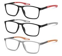 AOOSU Gafas de Lectura, 3PCS Bloqueo Luz Azul Ultraligeras Anteojos de Lectura Gafas, Gafas de Lectura Flexibles con Elegante Marco Rectangular, Resistentes a los Óptima - Hombre Mujer +1,50