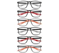 AOOSU Gafas de Lectura, 6PCS Bloqueo Luz Azul Ultraligeras Anteojos de Lectura Gafas, Gafas de Lectura Flexibles con Elegante Marco Rectangular, Resistentes a los Óptima - Hombre Mujer +1,25