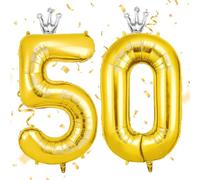 AOOSU Globo Cumpleaños Oro Corona, 101cm Globos Número 50, 40 Inch Globo Numeros Gigante, Grande Globos Foil Inflar con Helio o Aire para Niño Niña Adultos La Boda Aniversario Cumpleaños Fiestas