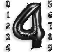 AOOSU Globo Número 4, Negro Cumpleaños Numbers Globo 101 cm Grande Foil Globos 40 Inch Helio Globos para Decoraciones de Fiestas Cumpleaños de niñas y niños, Aniversario de Graduación (4, Negro)
