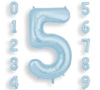 AOOSU Globo Número 5, Macaron Azul Cumpleaños Numbers Globo 101 cm Grande Foil Globos 40 Inch Helio Globos para Decoraciones de Fiestas Cumpleaños, Aniversario de Graduación (5, Macaron Azul)