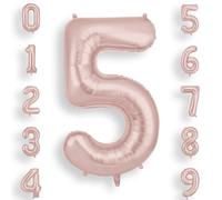 AOOSU Globo Número 5, Macaron Rosa Cumpleaños Numbers Globo 101 cm Grande Foil Globos 40 Inch Helio Globos para Decoraciones de Fiestas Cumpleaños, Aniversario de Graduación (5, Macaron Rosa)