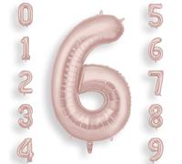 AOOSU Globo Número 6, Macaron Rosa Cumpleaños Numbers Globo 101 cm Grande Foil Globos 40 Inch Helio Globos para Decoraciones de Fiestas Cumpleaños, Aniversario de Graduación (6, Macaron Rosa)