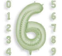 AOOSU Globo Número 6, Verde Oliva Cumpleaños Numbers Globo 101 cm Grande Foil Globos 40 Inch Helio Globos para Decoraciones de Fiestas Cumpleaños, Aniversario de Graduación (6, Verde Oliva)