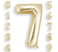 AOOSU Globo Número 7, Oro Claro Cumpleaños Numbers Globo 101 cm Grande Foil Globos 40 Inch Helio Globos para Decoraciones de Fiestas Cumpleaños, Aniversario de Graduación (7, Oro Claro)