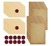 AOOSU Juego de Sobres Papel Vintage, 16 PCS Kraft Papel Carta Rayado B5, 12 Bonitos Sobres y 12 Sello Lacre, Papels y Sobre de Papelería Vintage Para Bodas Cumpleaños Fiestas Invitaciones Color Crema