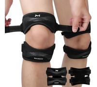 AOOSU Rodillera Rotuliana, 2PCS Cinta Rotuliana Ajustable, Rodilleras Menisco y Ligamento, Rodillera para el Tendón Rotuliano Alivio de Tendinitis Rodilleras Deportiva para Correr Gym(Negro y GrisB)