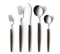 AOOSY 20 piezas acero inoxidable vajilla de plástico juego de cubiertos incluyendo cuchillos tenedores cucharas servicio para cuatro personas plata (4 juegos)