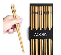 AOOSY 5 pares de palillos de bambú de estilo japonés reutilizables con caja de 22,5 cm, aptos para lavavajillas