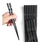 AOOSY 5 pares de palillos de fibra de vidrio aptos para lavavajillas, estilo japonés Hermoso patrón Palillos antideslizantes de sushi negro Palillos de aleación negra con caja de regalo