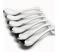 AOOSY 6 cucharas soperas de acero inoxidable, 15 cm, mesa de plata, para cena, arroz, café, desierto, pulir, cuchara redonda