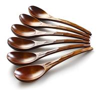 AOOSY 6 piezas 7.84 pulgadas Cucharas de madera redondas de mango largo Madera resistente para cocina