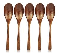 AOOSY Cuchara de madera,Juego de cucharas de sopa de madera respetuosas con el medio ambiente, Cuchara de mesa de arroz de madera de estilo japonés coreano de 7.8 pulgadas (5 uds)