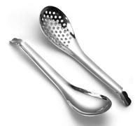 AOOSY Juego de 2 cucharas de acero inoxidable y cucharas ranuradas para servir, cucharas de caviar para sopa, cuchara de servir, cuchara pequeña ranurada, utensilios de cena para el hogar, cocina