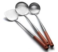 AOOSY Juego de 3 utensilios de cocina de acero inoxidable para wok