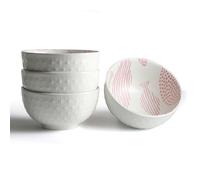 AOOSY Juego de 4 cuencos de porcelana para cereales de postre, 350 ml, cuenco de arroz, cuenco para sopa, ensaladera de porcelana, cuenco de cerámica para ensalada, sopas, ramen, arroz, postre