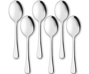 AOOSY Juego de cucharas de Servir 6 PCS Cucharas de Acero Inoxidable Cenas de Cena 10 Pulgadas Buffet Banquete Cubiertos Cocina Restaurante Fundamentos Cuchillo de Plata para Servir Utensilios