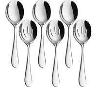 AOOSY Juego de cucharas de servir 6 PCS Cucharas de acero inoxidable Cenas de cena 8.7 pulgadas Buffet Banquete Cubiertos Cocina Restaurante Fundamentos Cuchillo de plata para servir utensilios