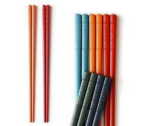 AOOSY Juego de regalo de cinco pares de palillos chinos de fibra de vidrio, multicolores, reutilizables; aptos para lavavajillas, palillos japoneses de 24 cm (5 colores)