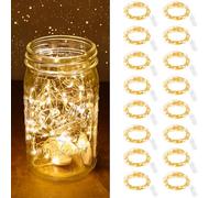 AOOTE Cadena de Luces con Pilas CR2032, 16 Pcs 20 LEDs 2M Alambre de Aleación Guirnaldas Luces Micro,Luz Blanca Cálida,minicadena de luces LED,Luces de Hadas para Mesa Jardín Boda Fiesta Navidad