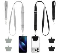 AOOTE Cordon para Movil Universal,2 pcs Cordones universales Ajustables para teléfono con 4 Parches y 2 Correas para la muñeca, Correa de Teléfono Compatible la mayoría de los Smartphones