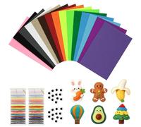 AOOTE Fieltro Multicolor, 15 Colors de Fieltro para Manualidades, 20 * 30cm Telas 1 mm,También Incluye Agujas e Hilo,Ojos Wiggle Autoadhesivos para proyectos DIY, costura, artesanías