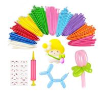 AOOTE Globos Largos,100 Piezas Globos para Modelar,DIY Largo Forma Globos con 1 Bomba de Aire Manual y 1 Pegatina de Expresión,Globo Largo del Látex para Animales,Bodas,Decoración de Fiestas