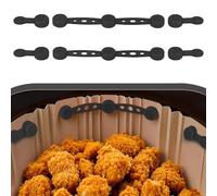 AOOTE Hebilla de Silicona Magnética para Freidora de Aaire,2 juegos Imanes Para Papel Freidora Aire,Herramientas de Cocina para Sujetar Papel Pergamino de Freidora de Aire,Prevent Paper To Burn,Negro