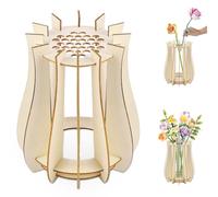 AOOTE Jarrón Puzzle De Madera,Jarrón de Madera para Lego Flores,Kit de jarrón de Madera para Rosas Lego para Lego Rosas,Cerezo,Girasoles,Tulipanes,para Decoración Escritorio