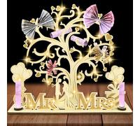 AOOTE - Regalo de árbol de plata de madera, árboles de plata de madera, con guirnalda luminosa LED, árboles de vida en plata para bodas, fiestas, cumpleaños, decoración
