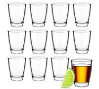 AOOTE Vasos de Chupito, 12 Piezas Vasos de Chupito de Base Pesada Transparente, 3cl Vasitos de Chupitos Vidrio, Juego de vasos de chupito de whisky para Tequila, Vodka, Ginebra, Licor